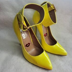 RedKiss Neon Yellow Ankle Strap Heels